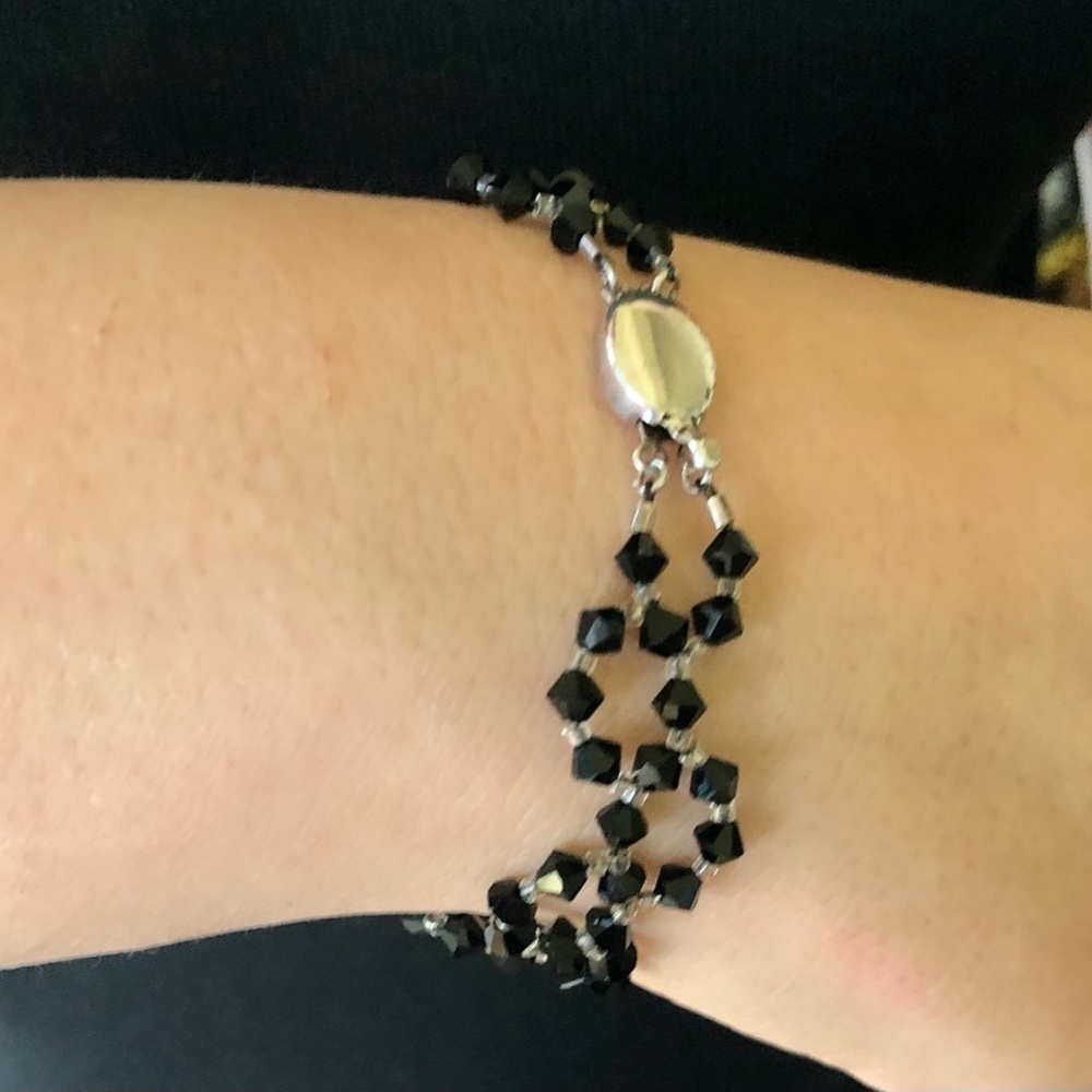 Handcrafted Bead Bracelet, Sterling Silver Clasp - Picture 4 of 6